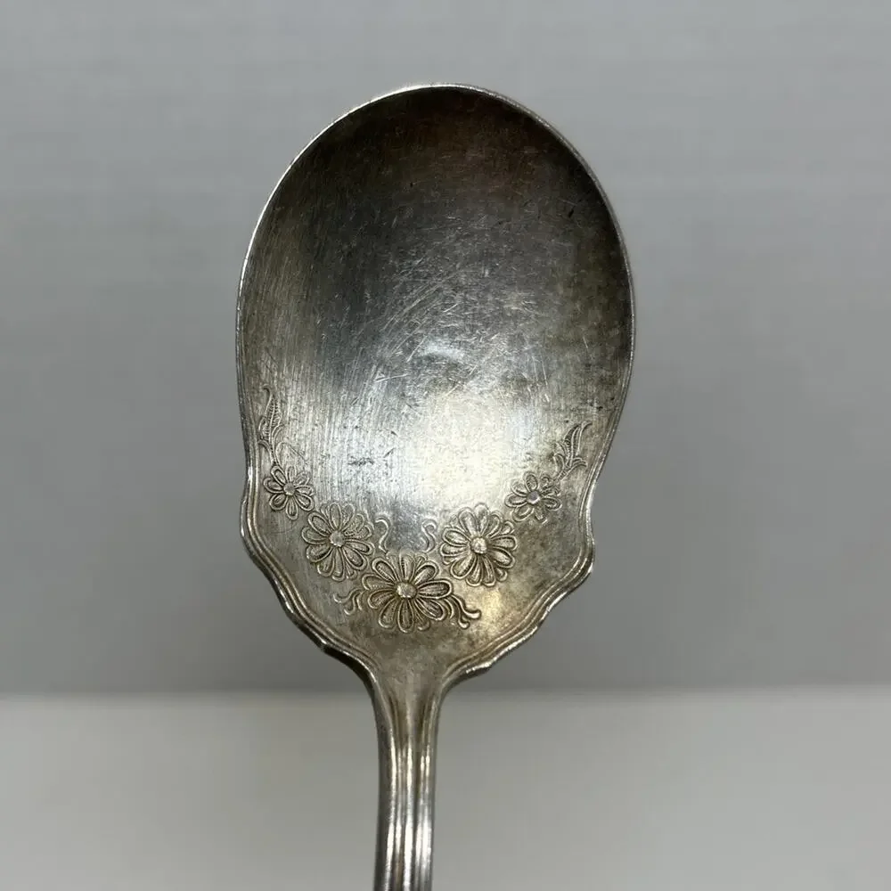 Antique Wm Rogers & Son Silverplate AA Berry/Serve Spoon -Daisy Pattern - Sugar